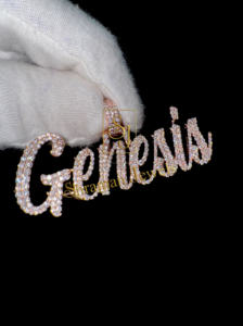 จี้เพชรมอยส์ซอไนท์ที่ออกแบบเองได้ทุกตัวอักษร10K แข็งสีโรสโกลด์หรูหราไม่เหมือนใครของขวัญสำหรับเธอ - Product Image 5