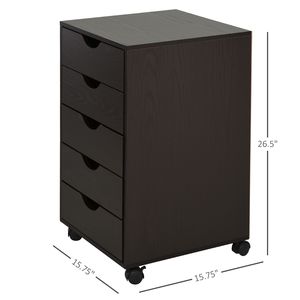 Armadietto Portadocumenti Moderno Nordico a 5 Cassetti con Ruote, Marrone, Organizzatore Espandibile Assemblato - Product Image 3