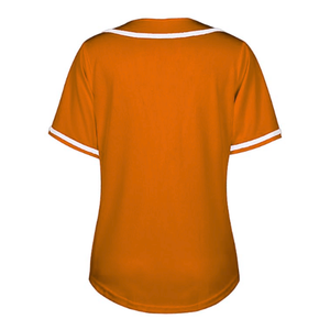 Camiseta de Béisbol Naranja de Primera Calidad para Mujer, Camiseta de Softbol con Botones, Manga Corta, Estilo Hip Hop, Camisetas Deportivas para Mujer - Product Image 3