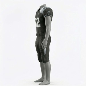 Premium Custom American Football Uniform Set – Matte Black Breathable Mesh Jersey & Integrated <b>Padded</b> Pants OEM - Product Image 5