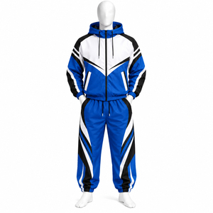 Ensemble survêtement coupe-vent Glory Zone personnalisé à blocs de couleur, veste à capuche zippée avec pantalon de survêtement, tenue sportive 2 pièces unisexe - Product Image 5