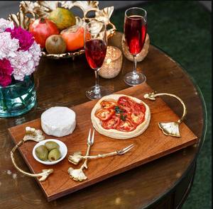 Bandeja de Servir de Madera Estilo Bohemio Premium con Asas de Latón, Duradera para Uso en el Hogar, Cocina, Hotel, Diwali, Ramadán, Bodas y Otras Ocasiones - Product Image 4