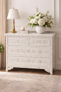 Bone Inlay <b>Sideboard</b> Drawer Cabinet Agate Detailing Three Layer <b>Storage</b> Console Table for Living Room - Product Image 2