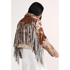Veste en fausse fourrure à imprimé animal, col rabattu, manches régulières, épaisse, style motard, fermeture éclair - Product Image 2