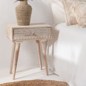 Solid Wood Nightstand <b>Bedside</b> <b>Table</b> with 2 Drawers <b>Rustic</b> Legs Modern Bedroom Furniture Side Cabinet - Product Image 1