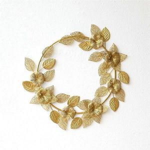 Handmade Golden Ginkgo Leaf Metal <b>Wall</b> Wreath Elegant Luxury Iron Floral <b>Wall</b> Art Decor Home Hotel Wedding Christmas Ornaments - Product Image 3