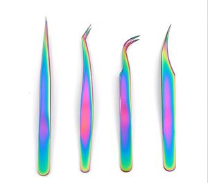 Juego de Pinzas para Pestañas de Acero Inoxidable de Precisión, Puntas Suaves, Color Arcoíris, para Uso Estético - Product Image 6