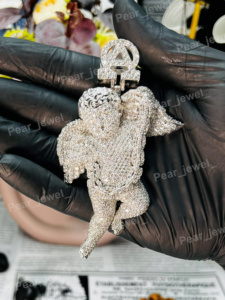 Colgante de Ángel con Alas, Chapado en Rodio sobre Plata 925, con Moissanita, Joyería de Lujo Estilo Hiphop, Unisex, para Regalo - Product Image 2