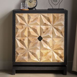 Mobile Moderno con Doppia Porta Intagliata in 3D, in Legno Lavorato, per Arredamento Soggiorno - Product Image 2