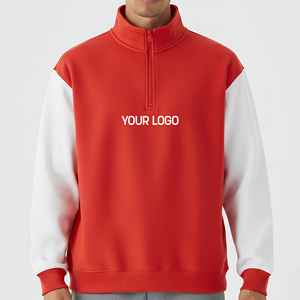 Sweat-shirt à demi-zip en coton 100% uni, couleur unie, épais, respirant, style streetwear, vente en gros - Product Image 1
