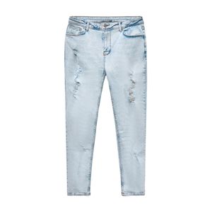 Jeans Ajustados para Hombre, Estilo Desgastado, Color Azul Claro, Elásticos, Rotos, de Pierna Ajustada, Estilo Casual y Robusto, Jeans de Moda para Hombre - Product Image 2