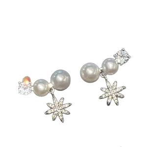 6-8mm Natural Freshwater Pearl <b>Highlighted</b> Mantou Bead Earrings in Antique French Style Zhuji Fashion Dangle Dangle Earrings - Product Image 5