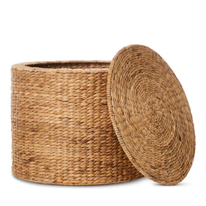 Handwoven Natural Water Hyacinth <b>Round</b> <b>Side</b> <b>Tables</b> with Hidden Storage Coffee <b>Table</b> with Storage Rustic Style from Vietnam - Product Image 2