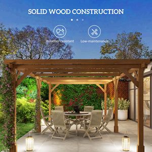 20 'X 10' marrone scuro Pergola in legno padiglione all'aperto con struttura stabile per il traliccio d'uva & supporto per piante rampicanti - Product Image 4