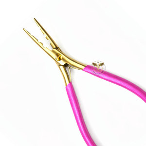 QORVEX INSTRUMENTS 3 Hole Hair <b>Extension</b> Pliers Tool with Non Slip Pink Handle Micro Ring <b>Bead</b> Pliers for Installation & Removal - Product Image 2