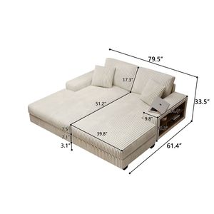 Divano Letto Componibile Moderno in Tessuto Corduroy Soffice, Oversize, Convertibile, per Soggiorno, Doppio Lettino Trasformabile - Product Image 5