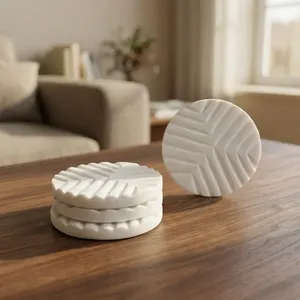 Classic Premium Round <b>Marble</b> <b>Coasters</b> Set Handmade Natural Stone Drink <b>Coasters</b> for Home Kitchen Office Decor - Product Image 2