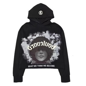 Sweat-shirt à capuche unisexe surdimensionné à coupe ample, style coréen, avec broderie graphique personnalisée, grande taille américaine, à pointes - Product Image 1