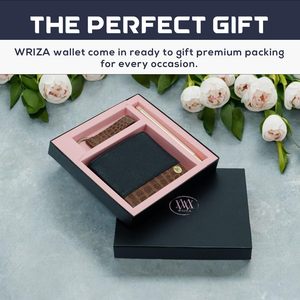 WRIZA Coffret cadeau ouvert en cuir véritable premium avec blocage RFID pour hommes |   Portefeuille, stylo, porte-clés, texture croco, coffret combo |   Anniversaire - Product Image 6