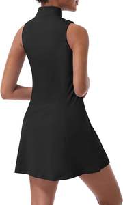 Vestido Deportivo de Invierno para Mujer, para Tenis y Golf, 100% Poliéster, Estampado, Acanalado, con Media Cremallera, Plisado, con Shorts Integrados - Product Image 2