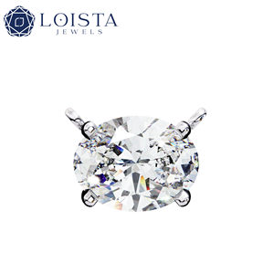 LOISTA Women's White Gold Round Brilliant Cut Diamond Pendant Necklace GIA Certified Classic Engagement Jewelry - Product Image 2