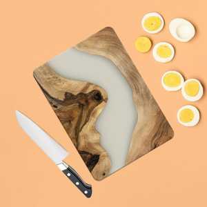 Planche à découper contemporaine en bois d'acacia et résine époxy, planche à découper artisanale de qualité supérieure, durable, pour charcuterie, fromage, pain - Product Image 2