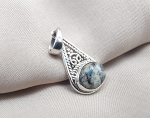 Pendentif en jaspe K2 naturel, argent sterling 925, cabochon en pierre K2, petit pendentif, bijoux faits à la main pour femmes, vente en gros de bijoux - Product Image 2