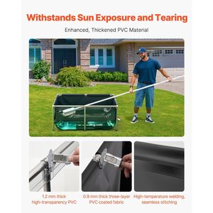 Tela 126.8 Gal rettangolare Goldfish Tank PVC Koi pannello di visione trasparente valvola di scarico telaio in acciaio inossidabile nero per l'allevamento - Product Image 3