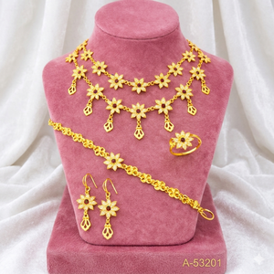 แฟชั่นแบบดั้งเดิม MOLL JEWELLERS ชุดเครื่องประดับสำหรับผู้หญิงสร้อยคอสร้อยข้อมือชุบทอง 24K ซิร์คอนรูปแมลงกล่องเชน A-53202 - Product Image 2