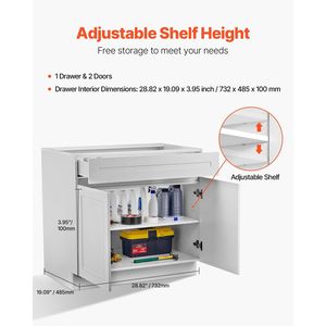 Meuble bas de cuisine Shaker blanc non assemblé de 30 pouces avec tiroir, 24 po L x 34,5 po H, 30 po L x 34,5 po H, prêt à assembler - Product Image 5