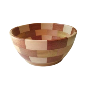 Bol en bois d'acacia massif de forme arrondie avec logo personnalisé, ensemble de bols pour le camping, les aliments, les fruits et les salades - Product Image 1