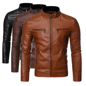<b>Men's</b> Olive Green Genuine <b>Leather</b> Shell Quick Dry Winter Fashionable Windproof Breathable <b>Jacket</b> Workwear Turn-down Collar - Product Image 5