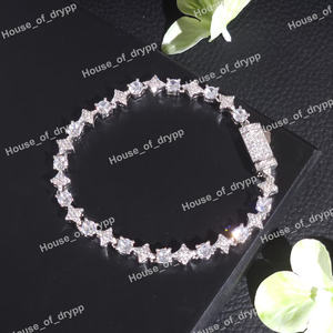 Pulsera de Lujo con Eslabones y Detalles de Diamantes Moissanite de Corte Redondo, Plata 925, Estilo Hip Hop, Joyería de Moda - Product Image 2