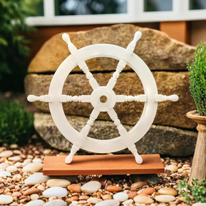 Rueda de Barco Náutica Clásica de Madera Blanca para Colgar en la Pared, Decoración Marítima Costera para el Hogar, la Oficina y la Casa de Playa - Product Image 2