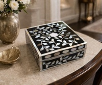 Caja de Madera con Incrustaciones de Nácar, Caja de Joyería con Incrustaciones de Hueso, Caja Protectora de Joyas, Regalo de Navidad, Ecológica, en Oferta