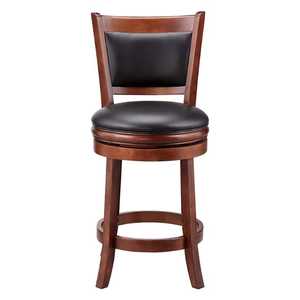 Solid Wood <b>Bar</b> <b>Stool</b> Swivel Counter Chair Upholstered Seat and <b>Backrest</b> PU Leather for Kitchen Cafe Restaurant - Product Image 1