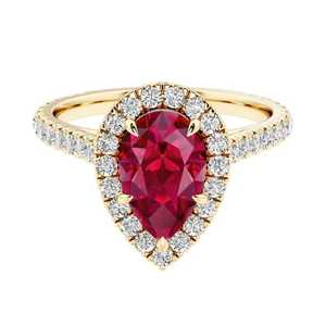 Bague Halo en Moissanite Taille Poire en Argent Sterling 925 Plaqué Or pour Femme, Cadeau d'Anniversaire Classique - Product Image 1