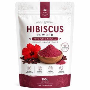 Poudre d'hibiscus 100% naturelle à mailles fines 100g, qualité alimentaire, à base de plantes, service de fabrication OEM ODM - Product Image 1