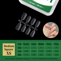 Faux ongles esthétiques à presser, longs et couvrants, 300 pièces, ensemble complet, style Ins, forme carrée pour les doigts