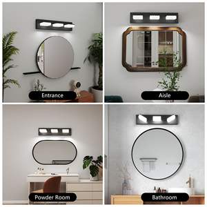 Lámpara de Baño Moderna de 3 Luces LED de 20 Pulgadas, Iluminación de Pared de Acrílico Negro Mate, Luz Fría Blanca para Tocador de Baño - Product Image 3