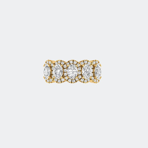 2.45CTW Round Oval Cut Pave Prong Set Five-<b>Stone</b> Accent Ring - Product Image 4
