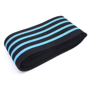 Wholesale Knee Support Knitted <b>Black</b> Blue Striped Breathable Hook & Loop Closure Unisex All Seasons Protection - Product Image 2