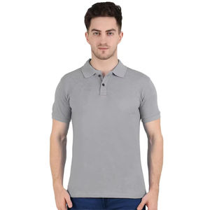 T-shirt en coton bleu ciel pour homme, col classique, design uni, 100% coton, Inde - Product Image 3