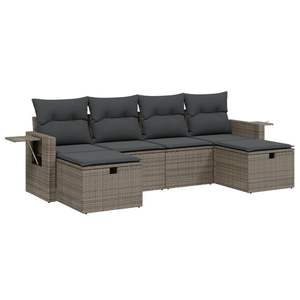 Set Divano da Giardino Moderno in Rattan a 4 Posti con Contenitore, Design Contemporaneo, Grigio, in Vimini, Sezionale per Esterni - Product Image 4