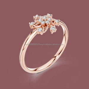 แหวนเพชรโมอิสทรงรีสีทองหรูหรา10k ประดับรัศมี - Product Image 1