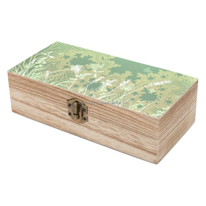 Eco-friendly Wooden Rectangle Storage Container with Lid Decorative <b>Keepsake</b> Jewelry Organizer Case - Product Image 5