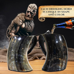 Mug à boire en corne de buffle sculpté à la main avec logo personnalisé, artisanat antique rencontre le style moderne, étanche, chaque corne est unique - Product Image 1