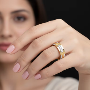 Luxury <b>Gold</b> Women's Wedding Band Rectangular Channel <b>Set</b> Diamond <b>Ring</b> Custom Hip Hop Jewelry - Product Image 4