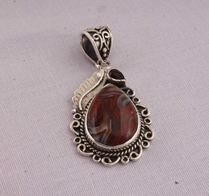 Colgante de Jaspe Rojo Natural, Joyería de Plata de Ley 925, Colgante de Piedra Preciosa Roja Terrosa, Collar de Jaspe Ovalado de Estilo Vintage para Mujer - Product Image 5