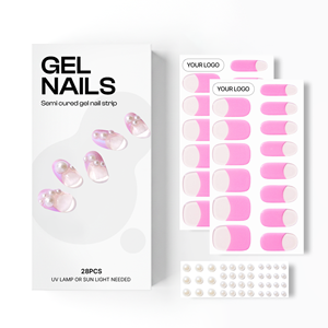 Autocollants d'ongles coréens 100% qualité salon, gel UV semi-durci, végétaliens, sans cruauté, non toxiques, à usage unique, 28 pièces - Product Image 1